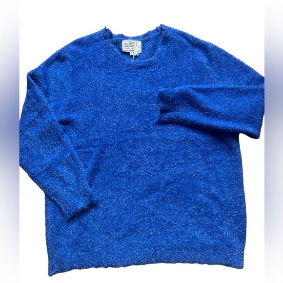 Sandrine Rose X Free People Fuzzy Metallic Distressed Oversized Sweater Large - Picture 2 of 10